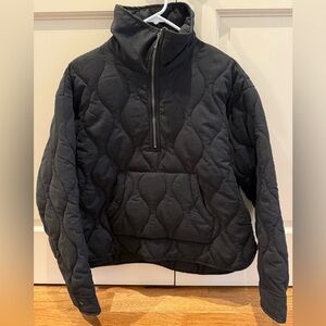 Double Zero Black Quilted Half-Zip Jacket